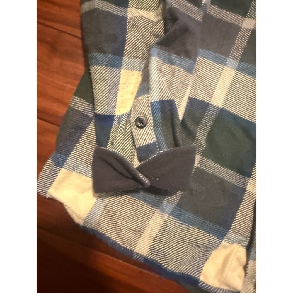 Orvis Mens Plaid Flannel Shirt Jacket Blue Green Cream Pockets Large L/G - Picture 3 of 11